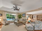 Living Room Overlooks Pool at 38 Battery Road